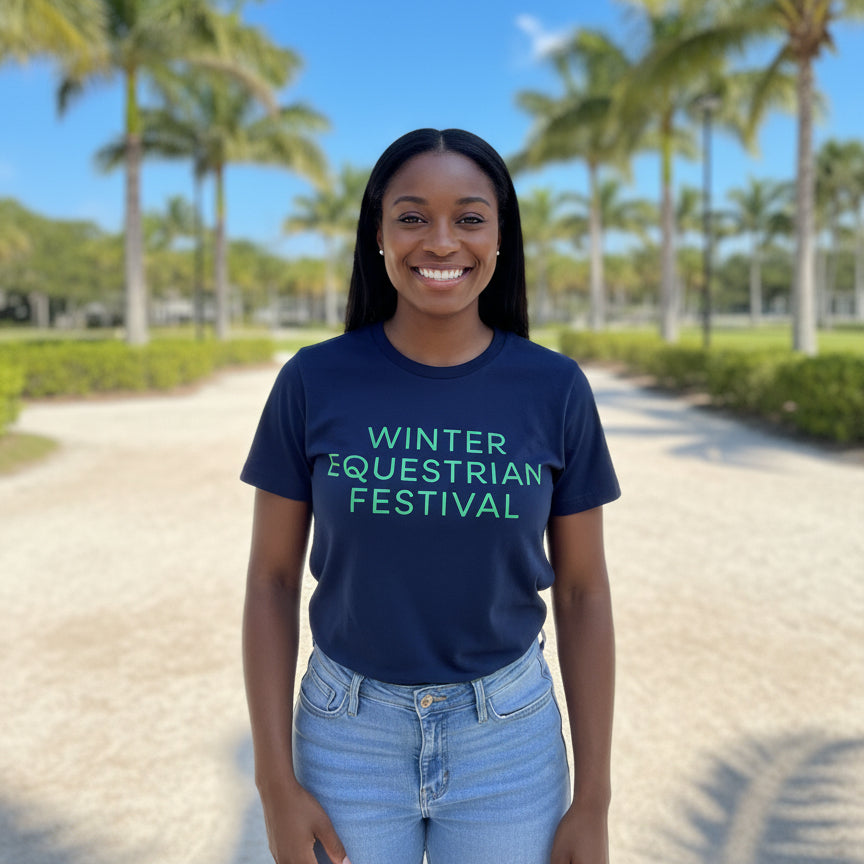ladies navy winter equestrian festival tshirt