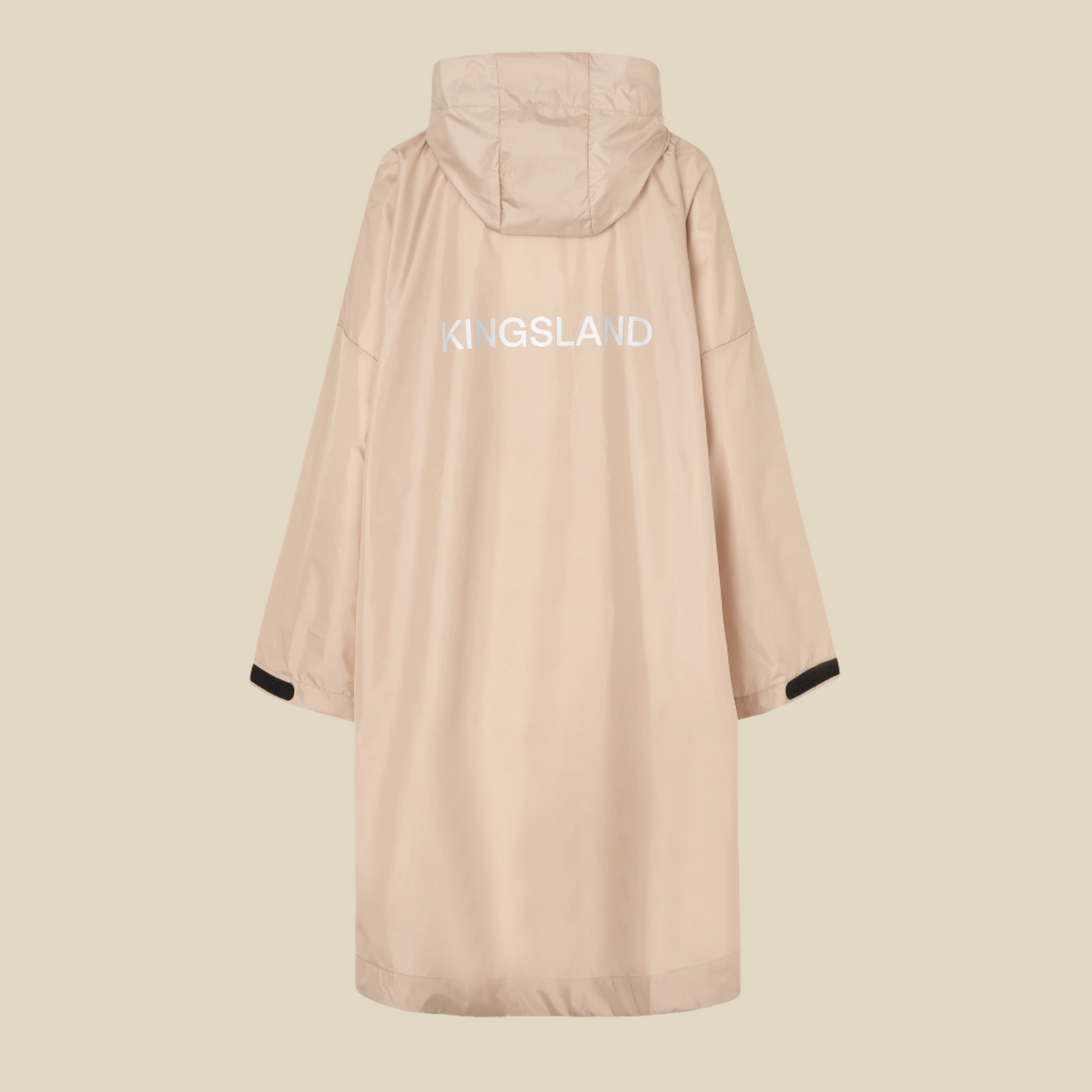 wellington international rain poncho in tan, back view